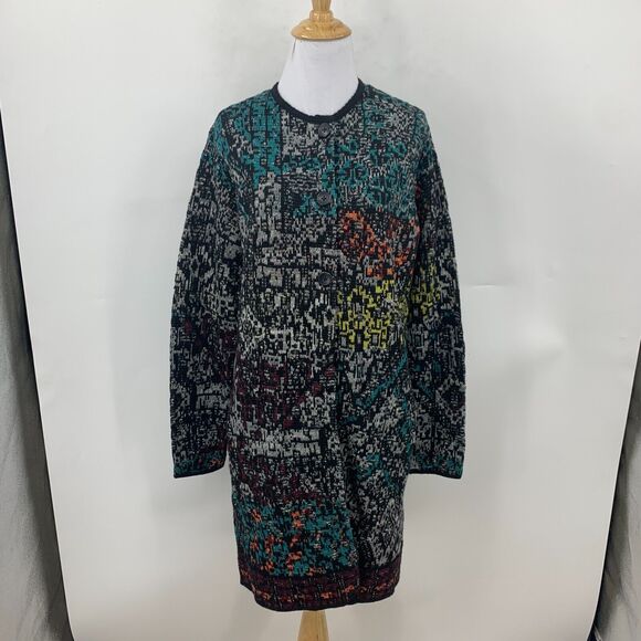 J.Jill Longline Coatigan Womens XS Extra Small Wool Blend Button Front Art Wear - Picture 2 of 14